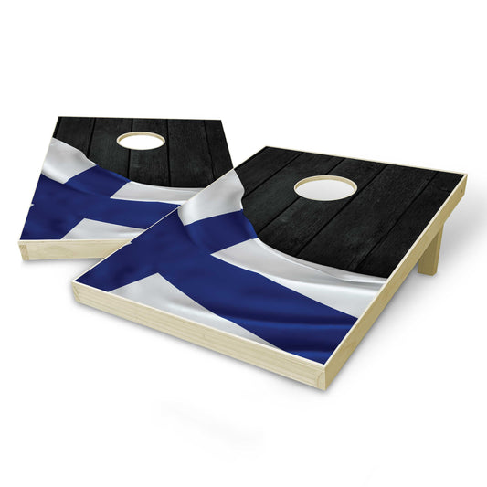 Finland Flag Tailgate Cornhole Set - Black Wood