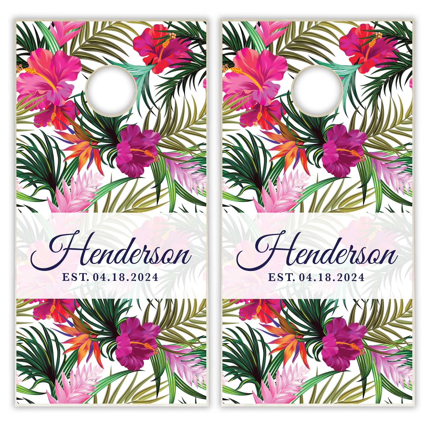 Customized Floral Wedding Pink Cornhole Boards