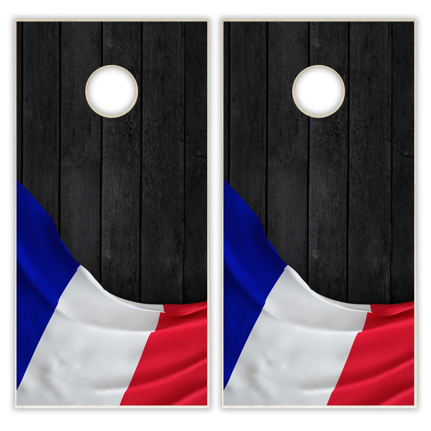France Flag Cornhole Set - Black Wood