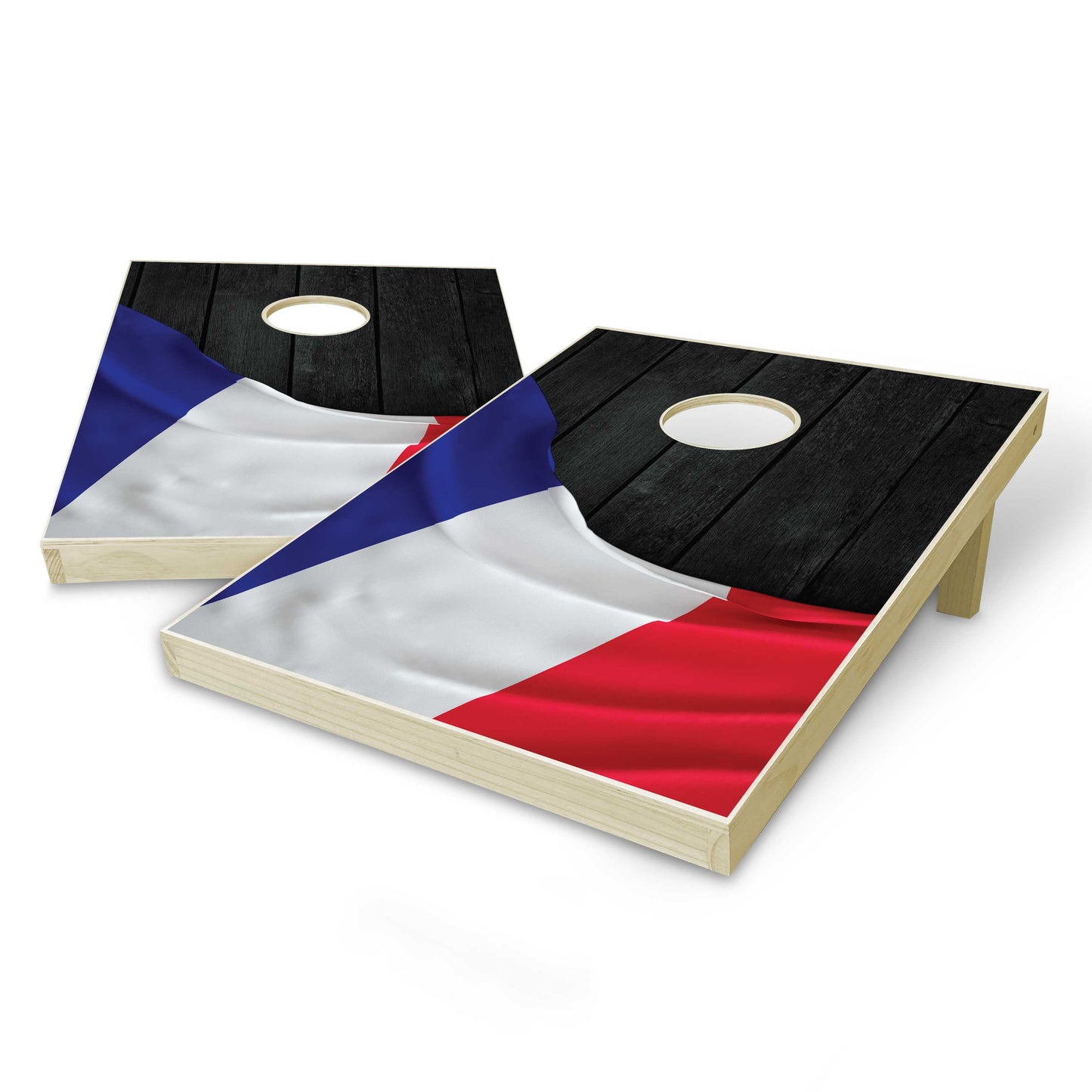 France Flag Tailgate Cornhole Set - Black Wood