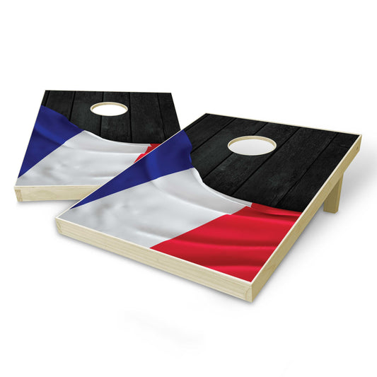 France Flag Tailgate Cornhole Set - Black Wood