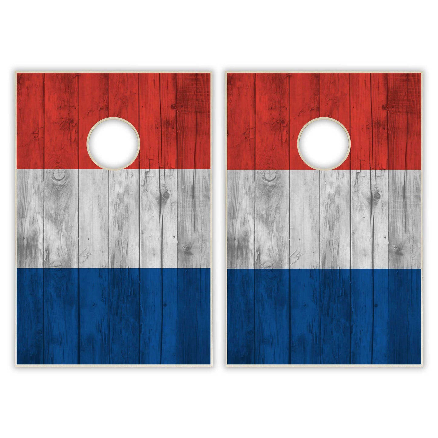 France Flag Tailgate Cornhole Set - Distressed Wood