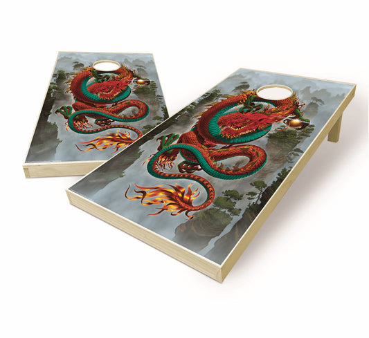 Good Fortune Dragon Red Cornhole Boards