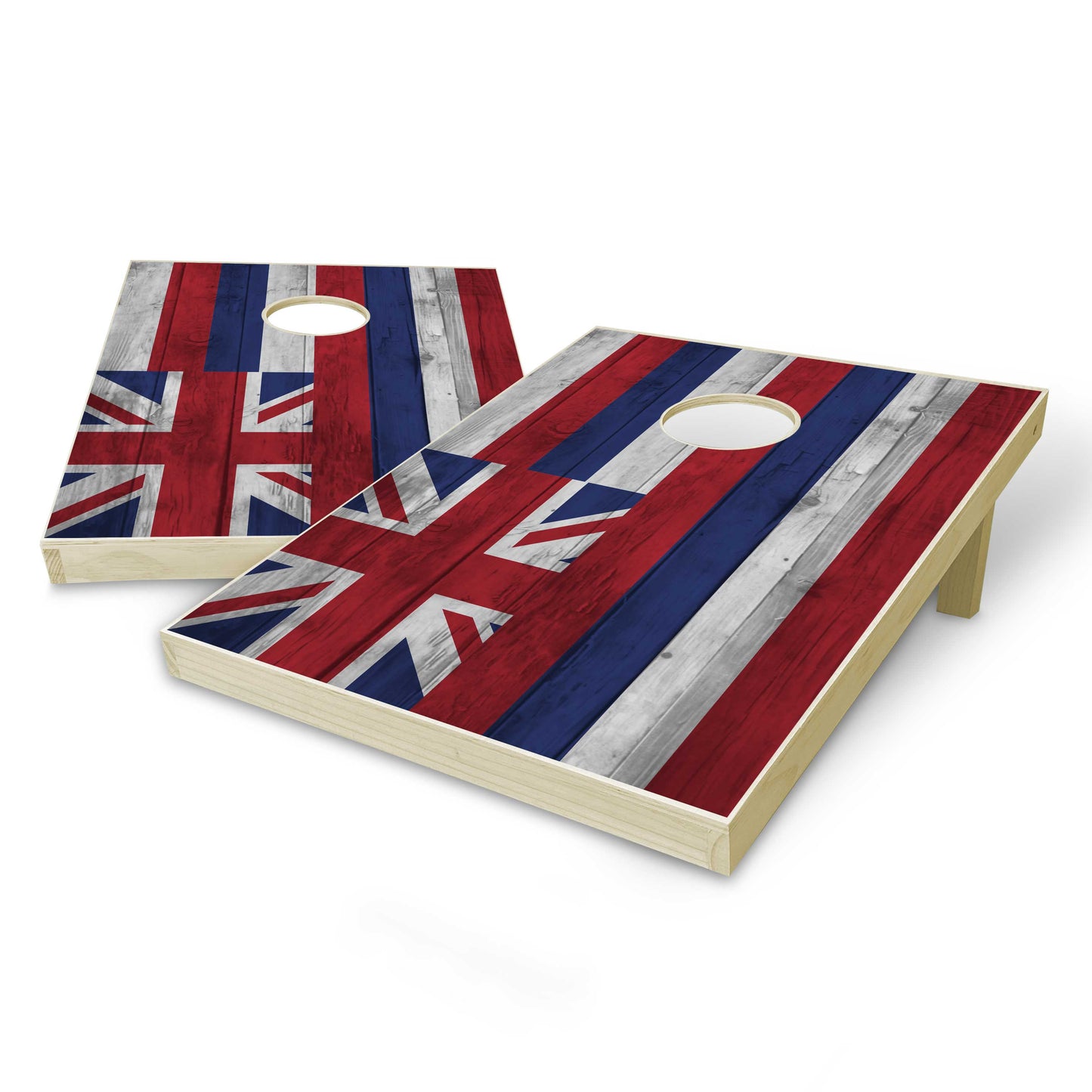 Hawaii State Flag Tailgate Cornhole Set - Distressed Wood