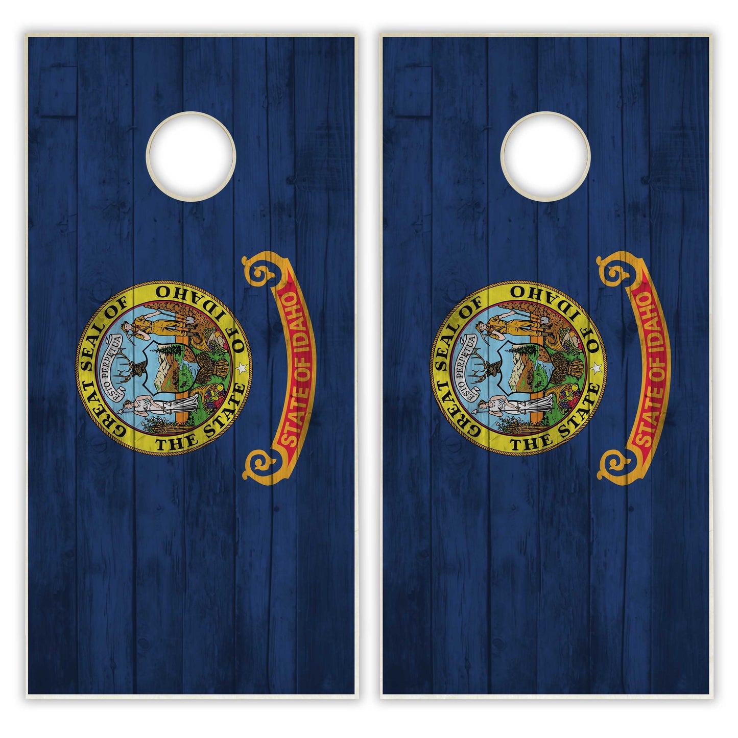 Idaho State Flag Cornhole Set - Distressed Wood