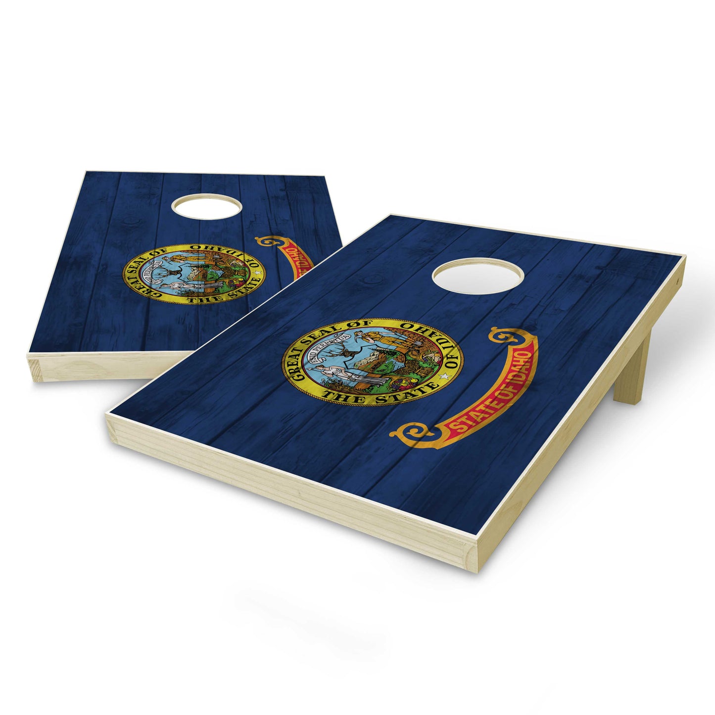 Idaho State Flag Tailgate Cornhole Set - Distressed Wood