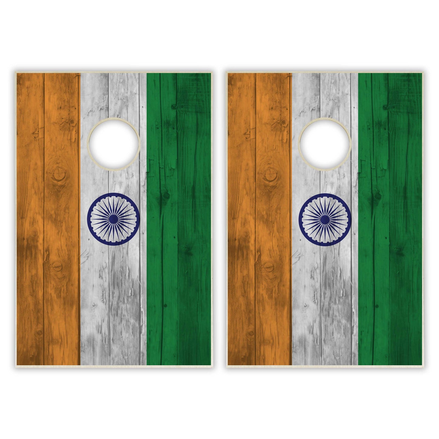 India Flag Tailgate Cornhole Set - Distressed Wood