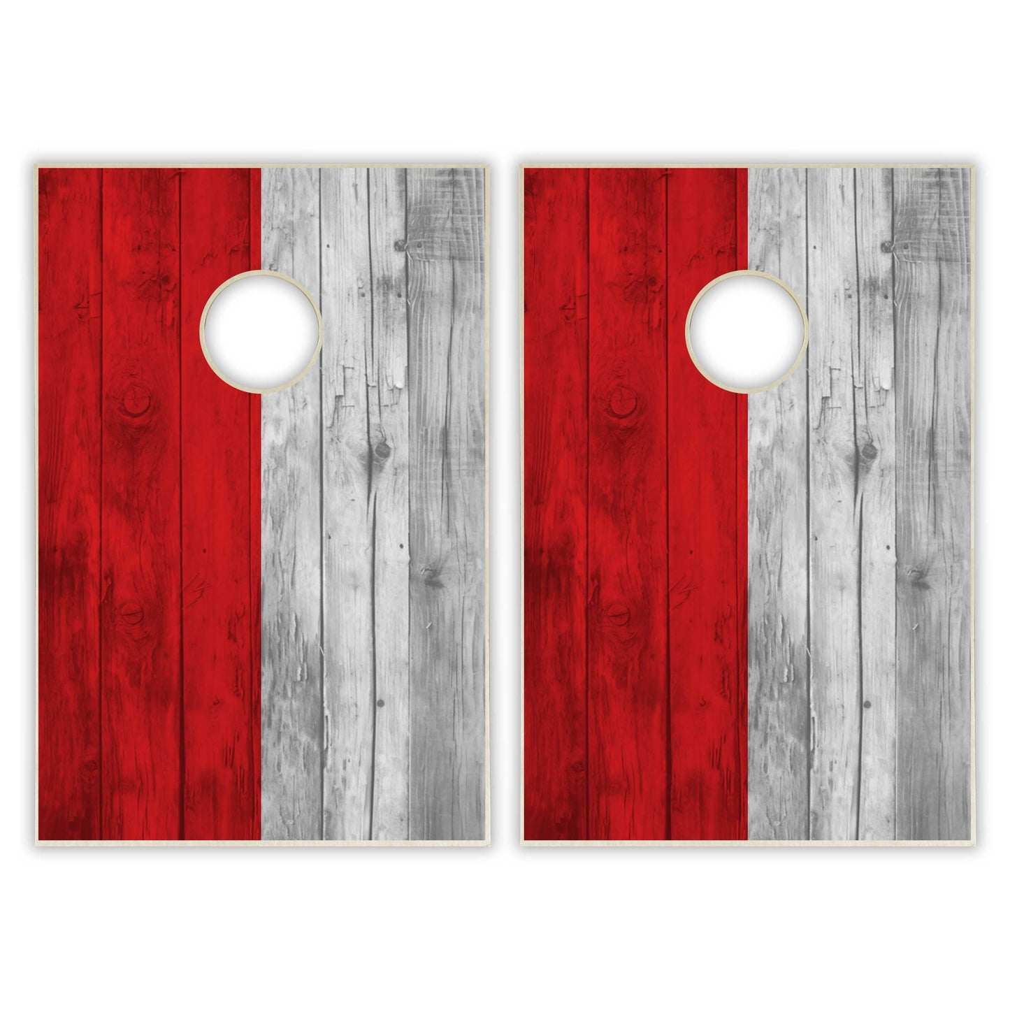 Indonesia Flag Tailgate Cornhole Set - Distressed Wood