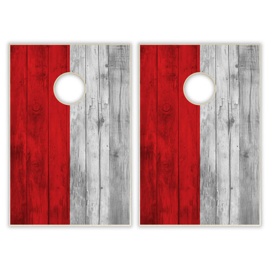 Indonesia Flag Tailgate Cornhole Set - Distressed Wood