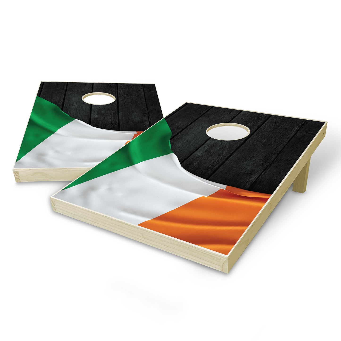 Ireland Flag Tailgate Cornhole Set - Black Wood
