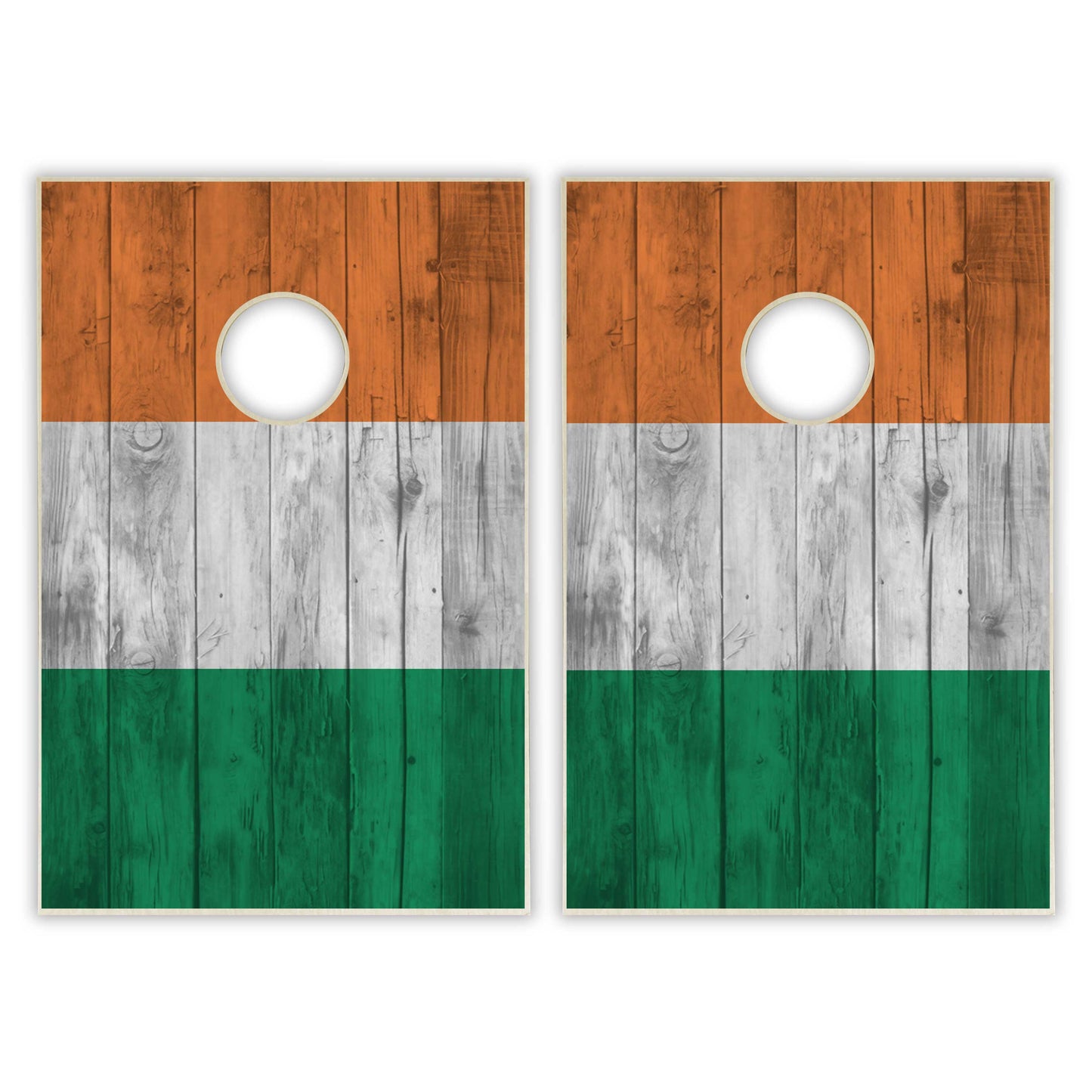 Ireland Flag Tailgate Cornhole Set - Distressed Wood