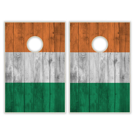 Ireland Flag Tailgate Cornhole Set - Distressed Wood
