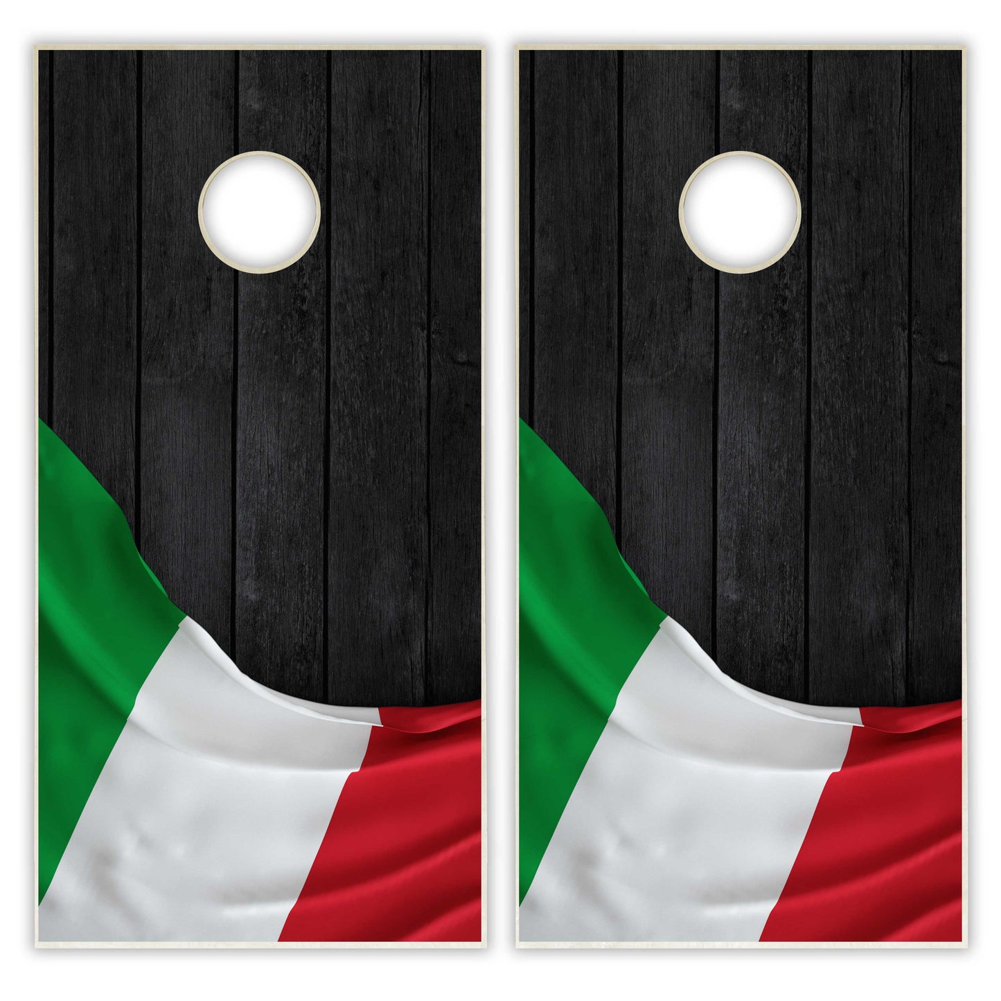 Italy Flag Cornhole Set - Black Wood
