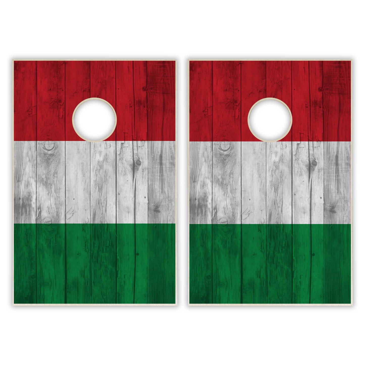 Italy Flag Tailgate Cornhole Set - Distressed Wood