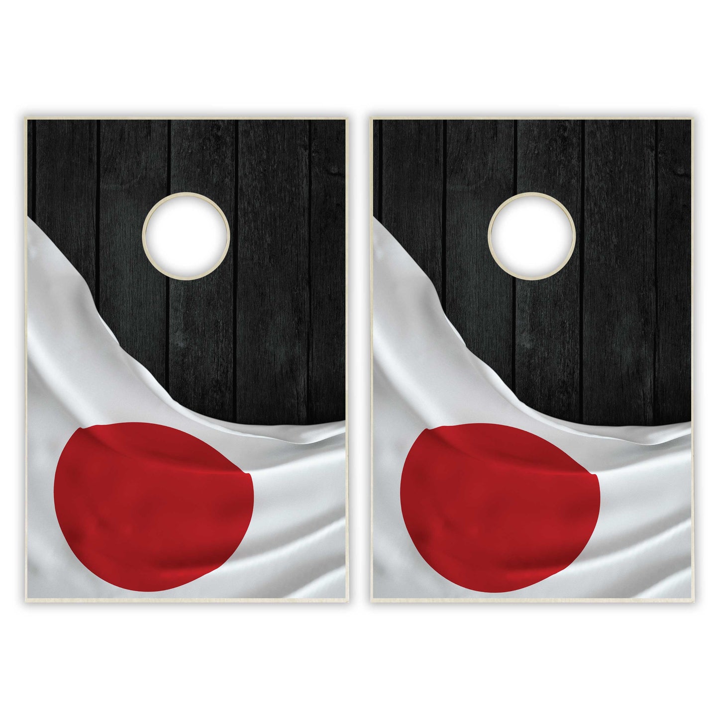 Japan Flag Tailgate Cornhole Set - Black Wood