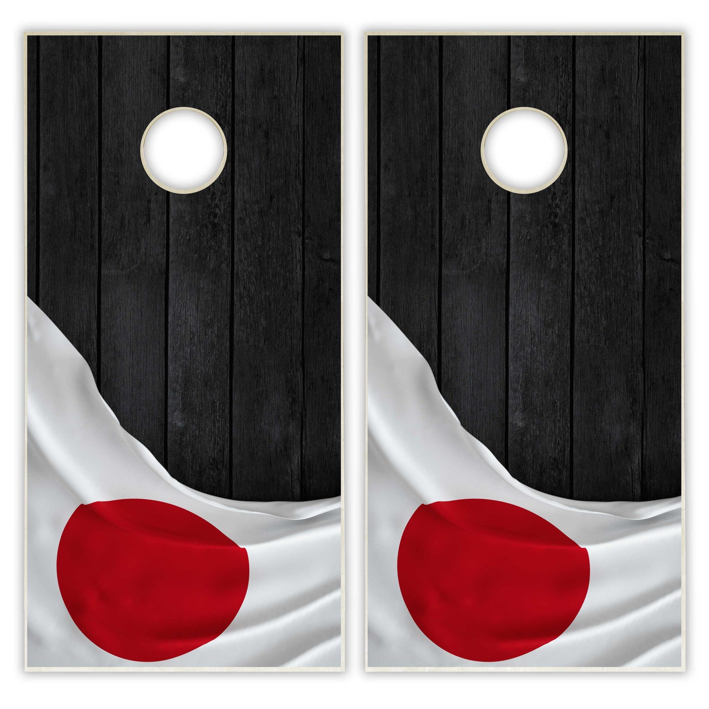 Japan Flag Cornhole Set - Black Wood