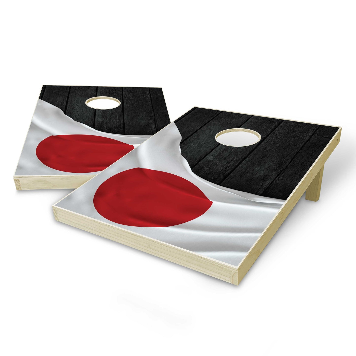 Japan Flag Tailgate Cornhole Set - Black Wood