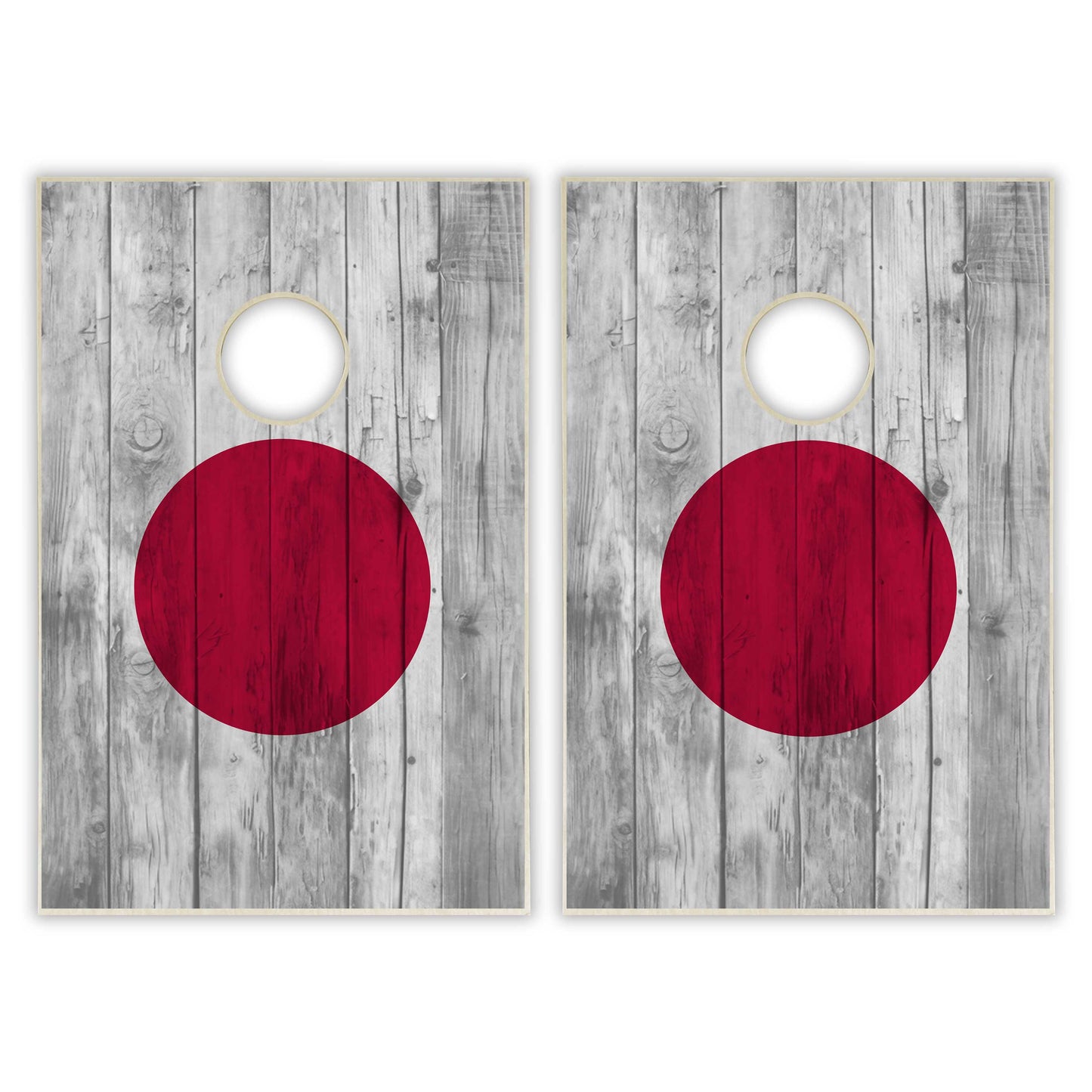 Japan Flag Tailgate Cornhole Set - Distressed Wood