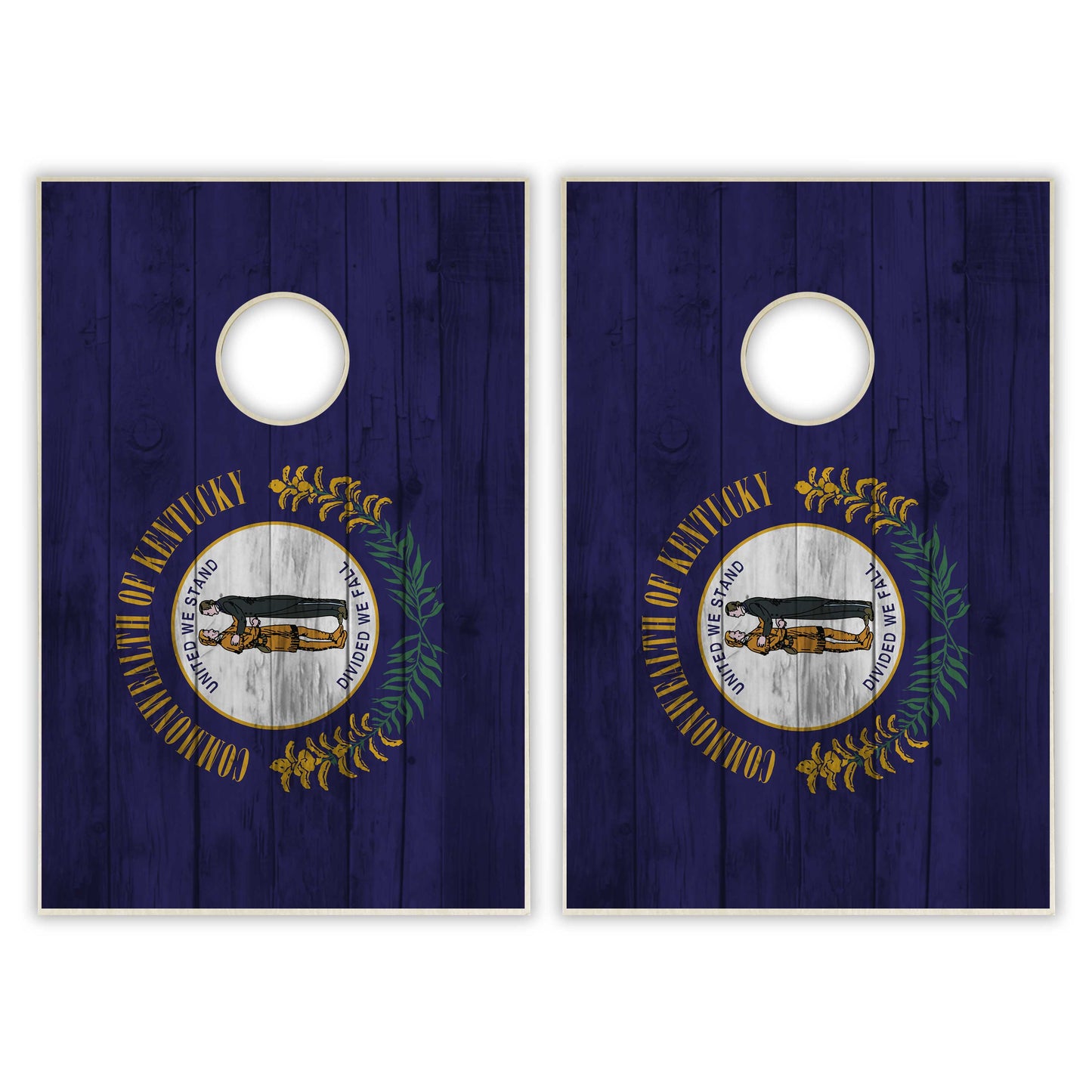 Kentucky State Flag Tailgate Cornhole Set - Distressed Wood