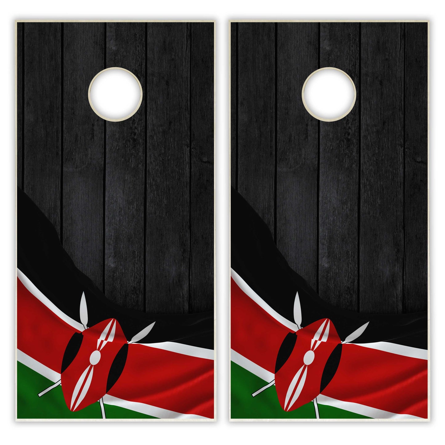 Kenya Flag Cornhole Set - Black Wood