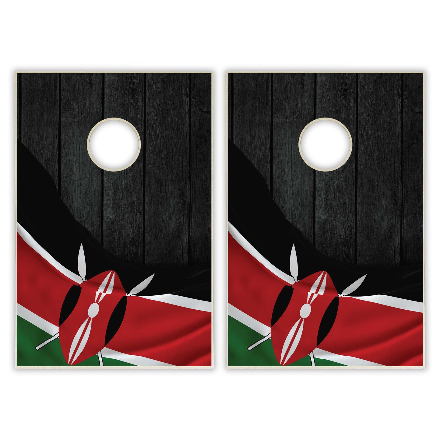 Kenya Flag Tailgate Cornhole Set - Black Wood