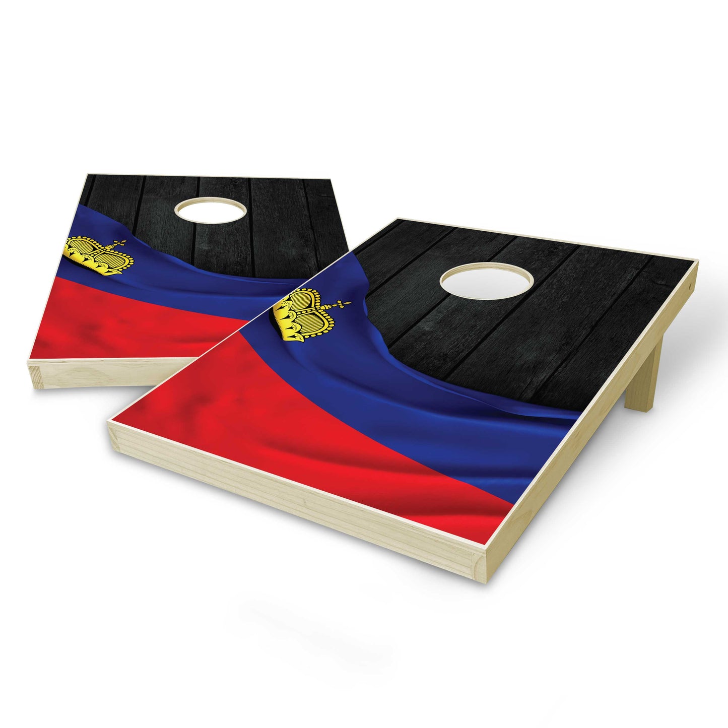 Lichtenstein Flag Tailgate Cornhole Set - Black Wood