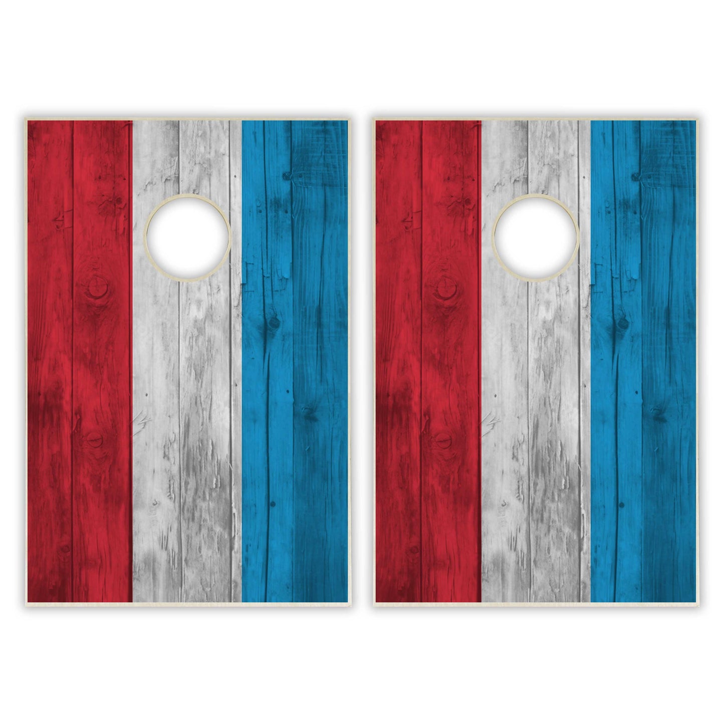 Luxembourg Flag Tailgate Cornhole Set - Distressed Wood