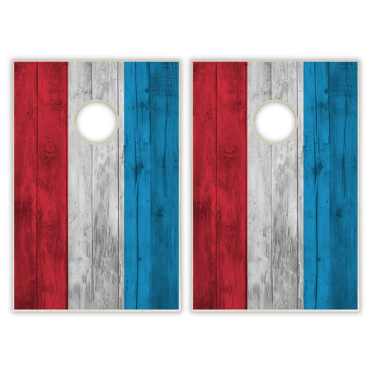 Luxembourg Flag Tailgate Cornhole Set - Distressed Wood