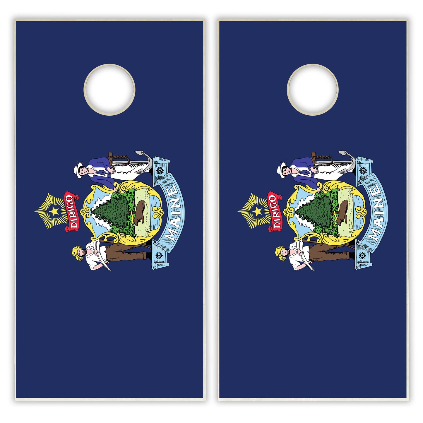 Maine State Flag Cornhole Set