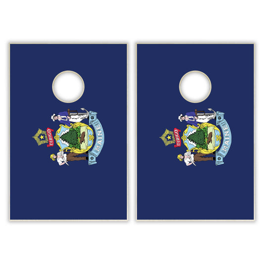 Maine State Flag Tailgate Cornhole Set