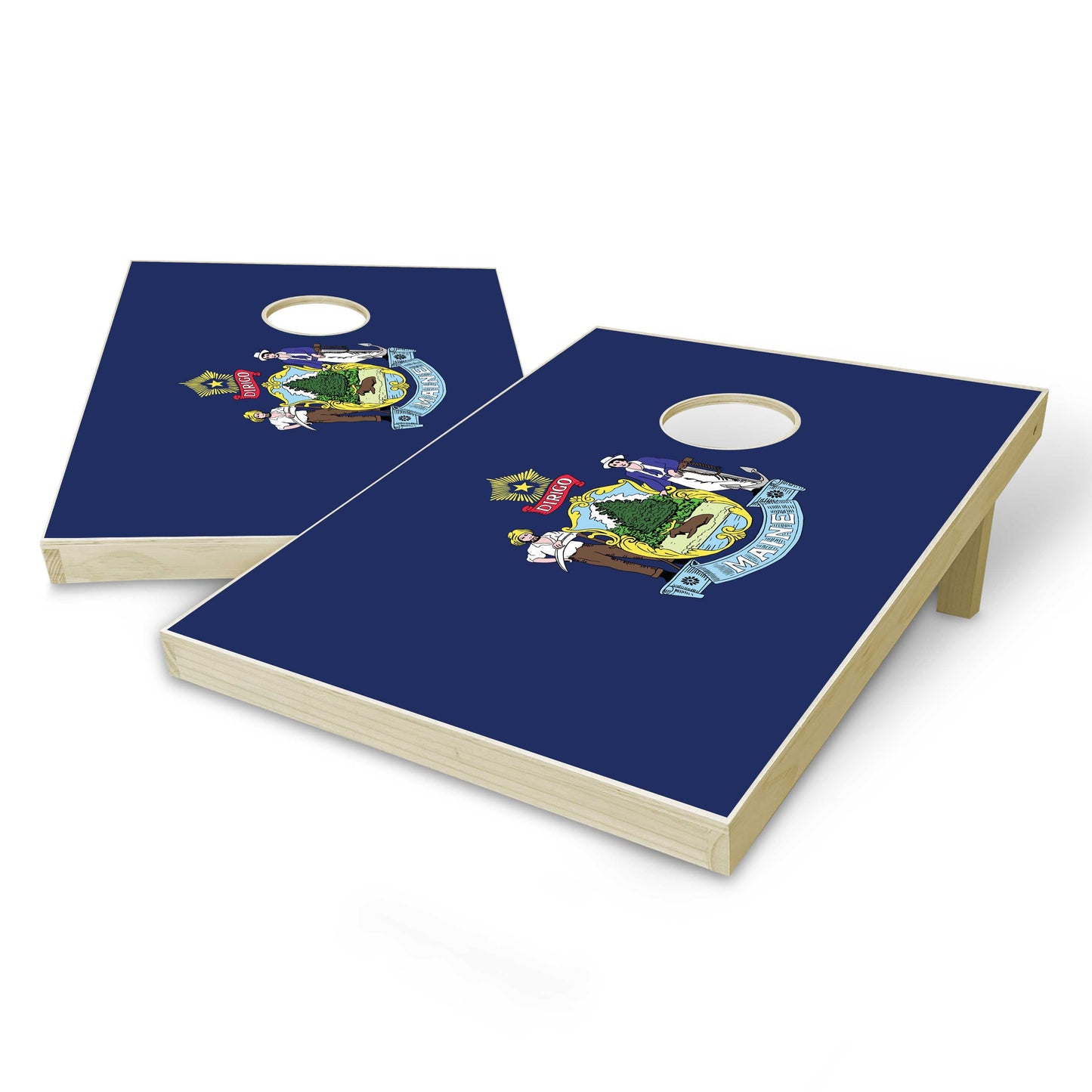 Maine State Flag Tailgate Cornhole Set