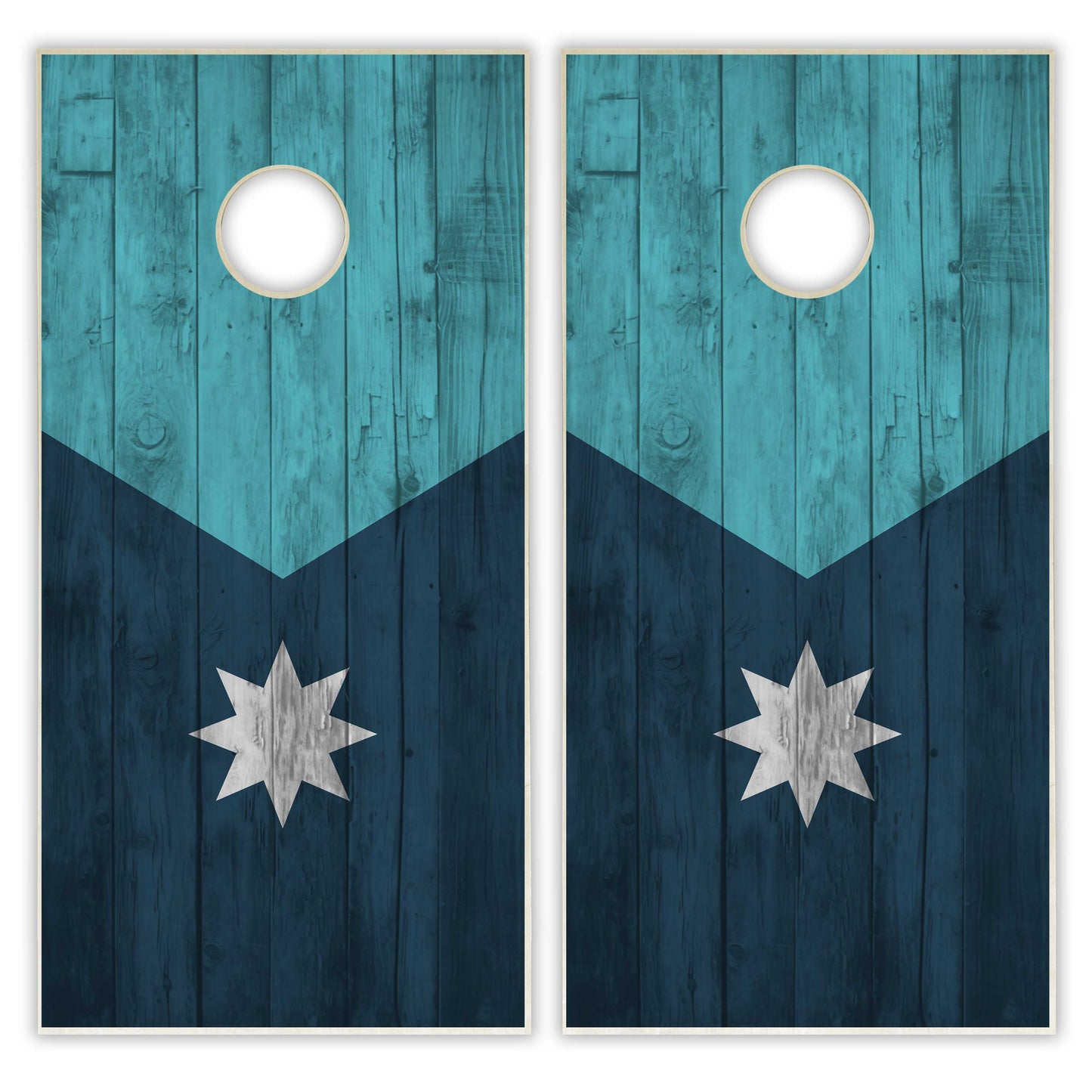 Minnesota State Flag Cornhole Set - Distressed Wood