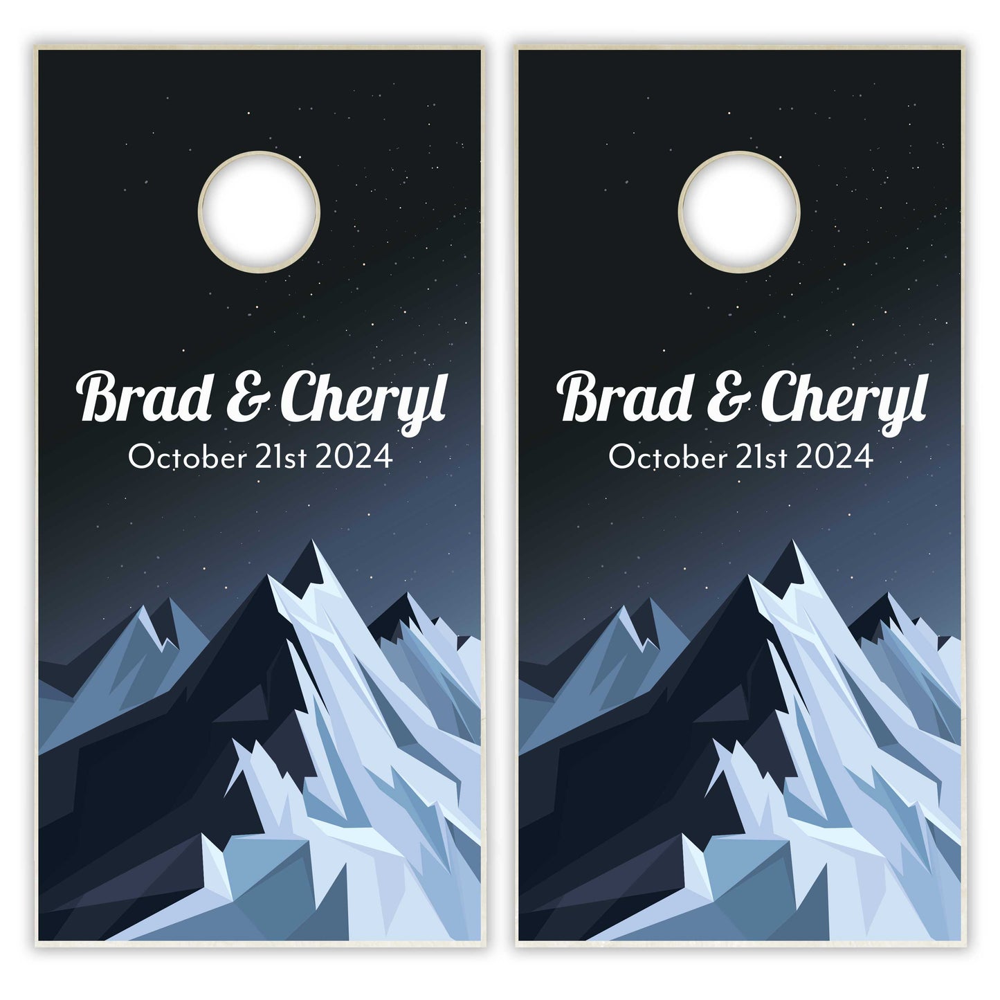 Customized Names Mountain Night Cornhole Boards