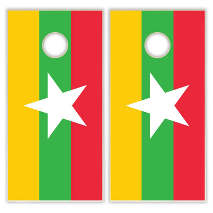 Myanmar Flag Cornhole Set
