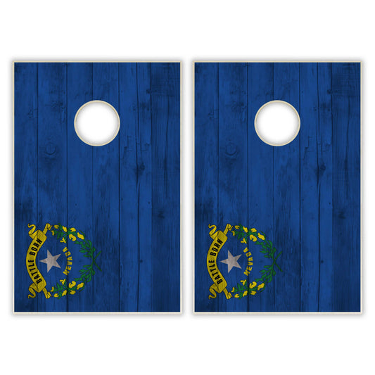 Nevada State Flag Tailgate Cornhole Set - Distressed Wood