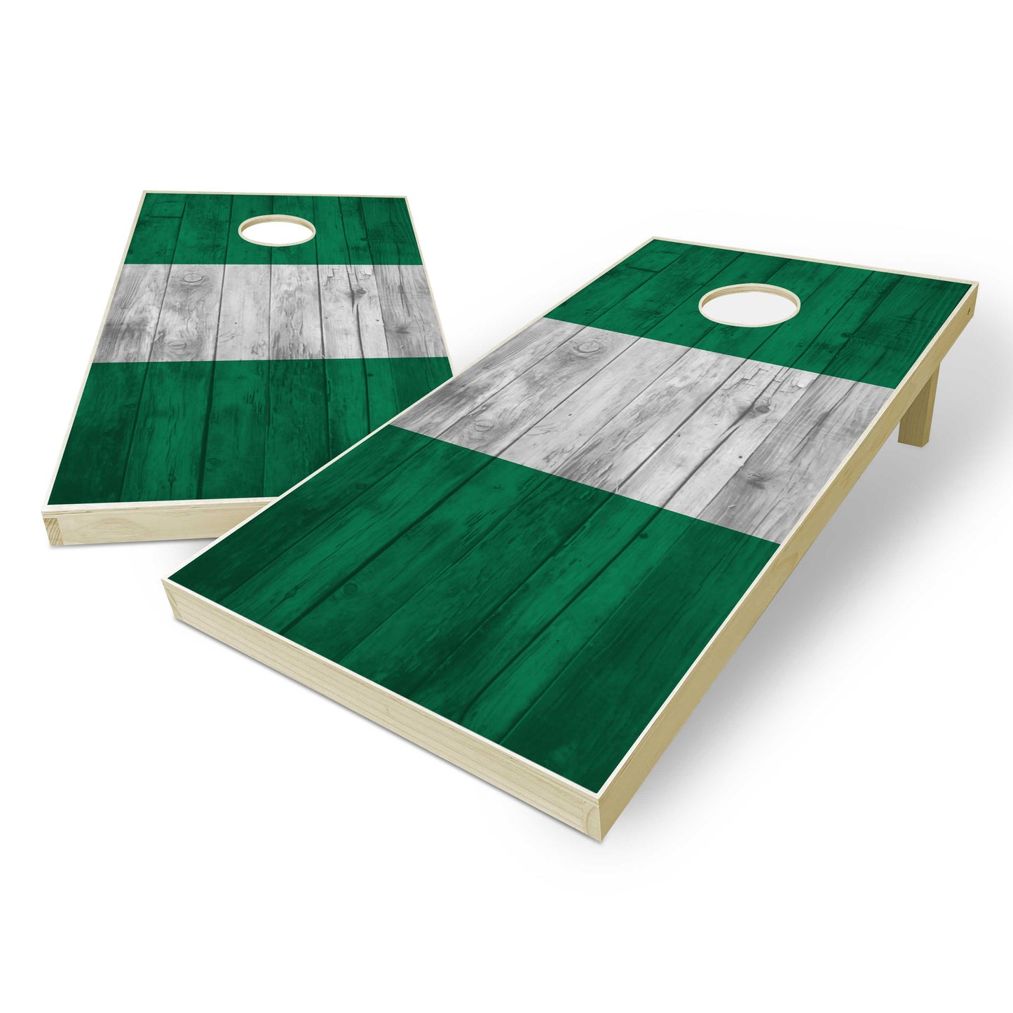 Nigeria Flag Cornhole Set - Distressed Wood