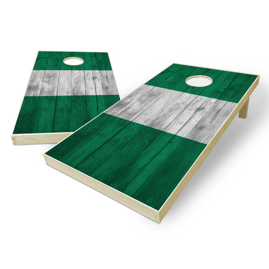 Nigeria Flag Cornhole Set - Distressed Wood