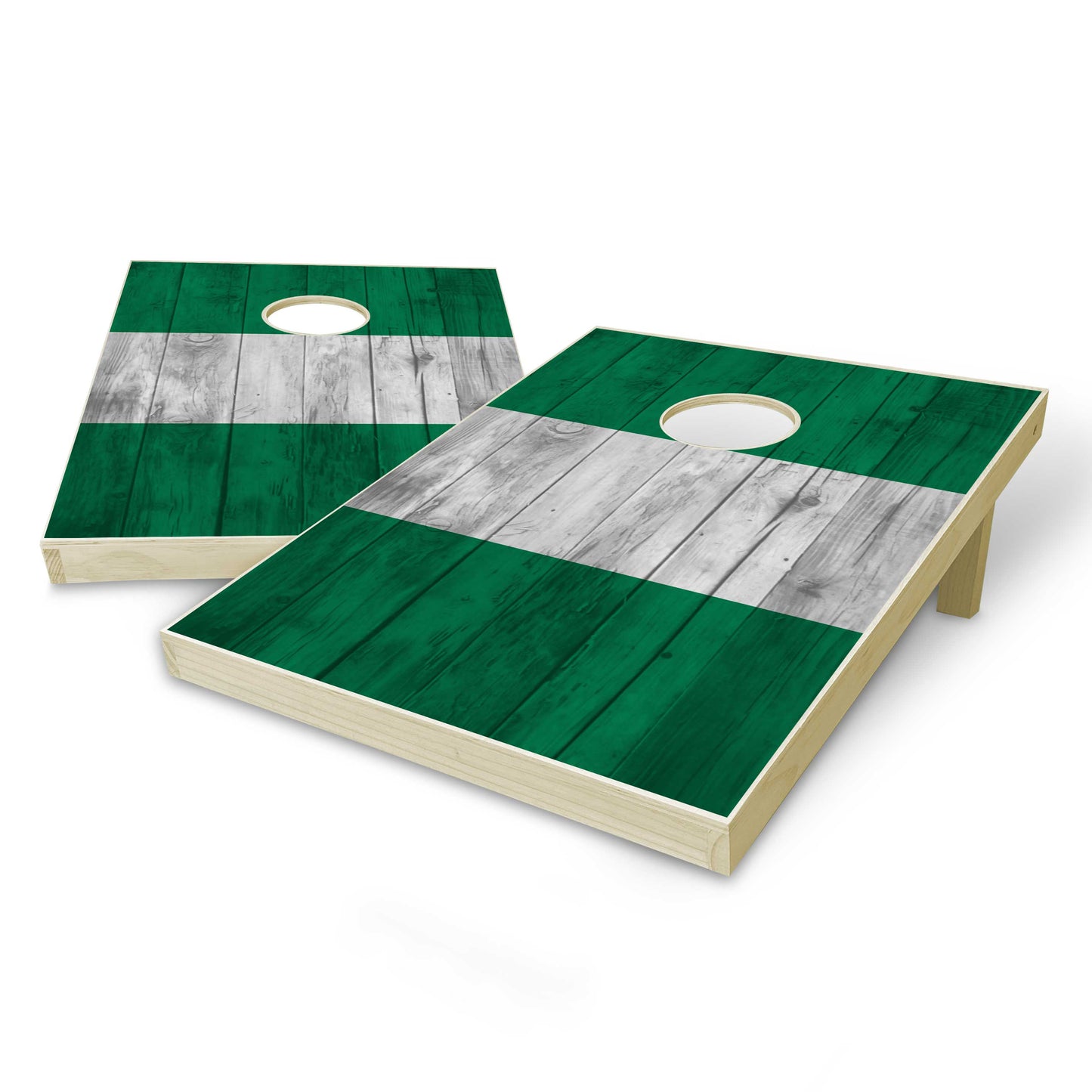 Nigeria Flag Tailgate Cornhole Set - Distressed Wood
