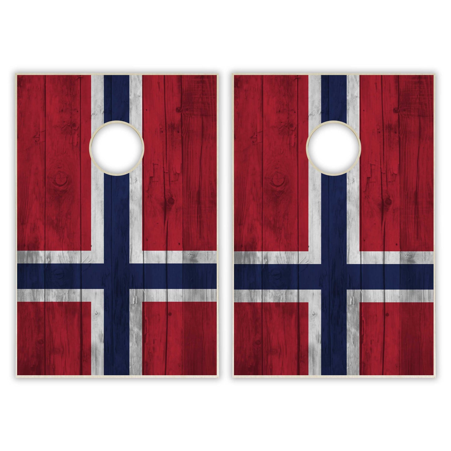 Norway Flag Tailgate Cornhole Set - Distressed Wood