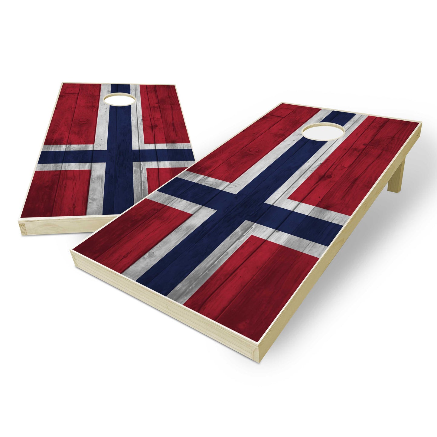 Norway Flag Cornhole Set - Distressed Wood