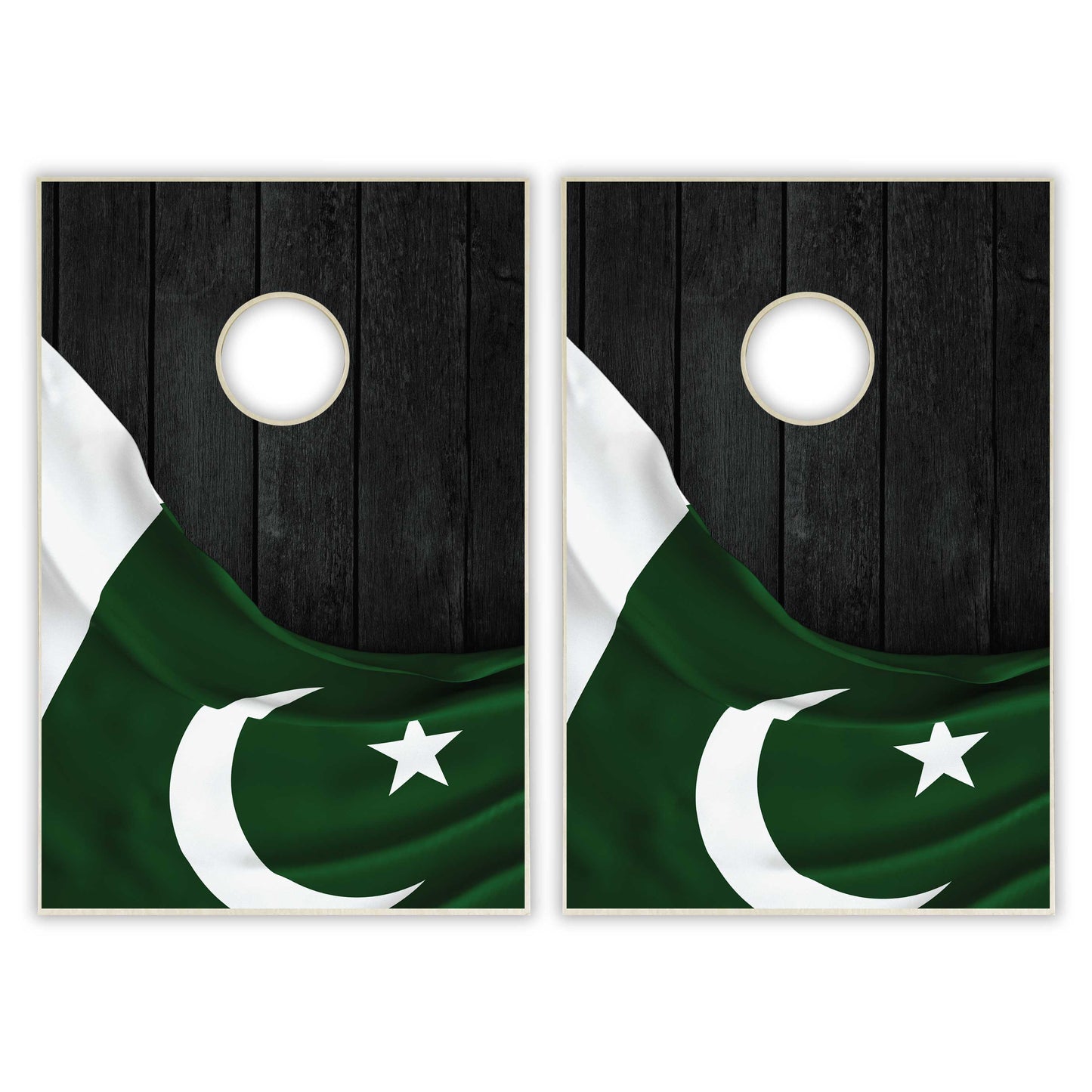 Pakistan Flag Tailgate Cornhole Set - Black Wood
