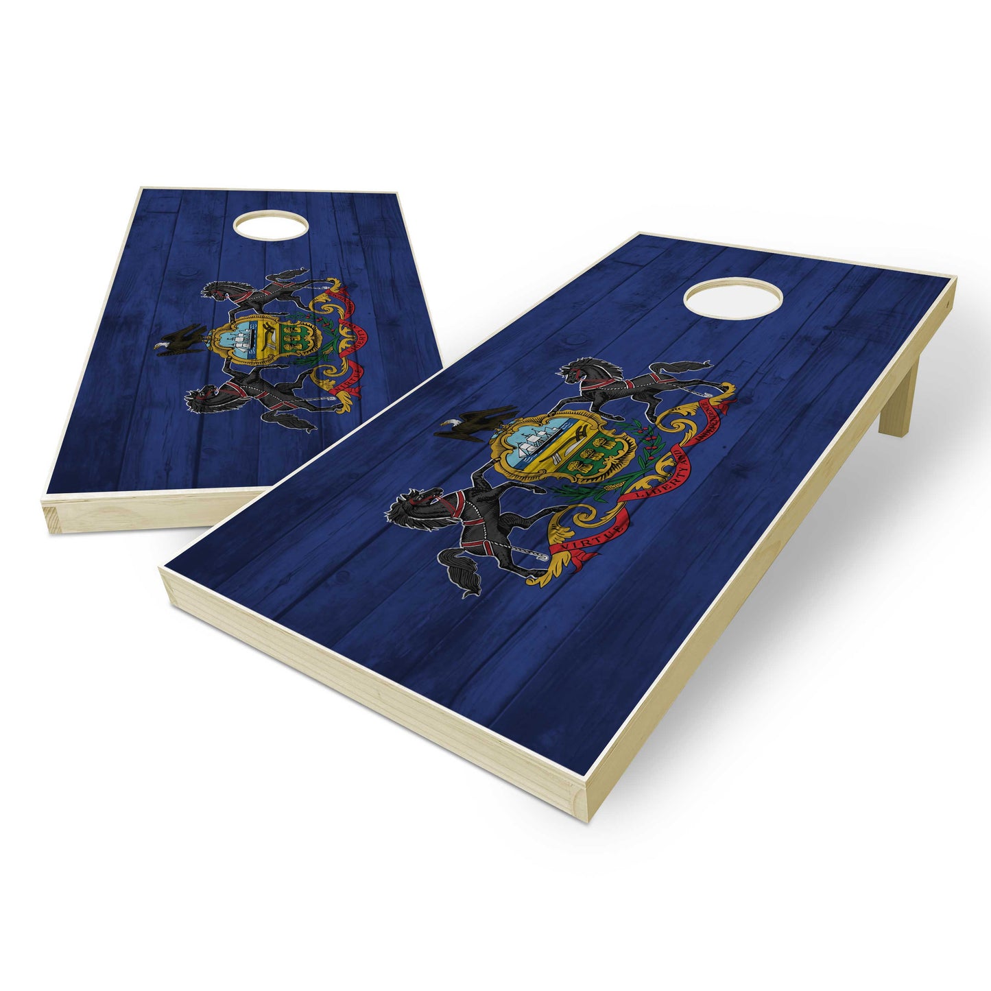 Pennsylvania State Flag Cornhole Set - Distressed Wood