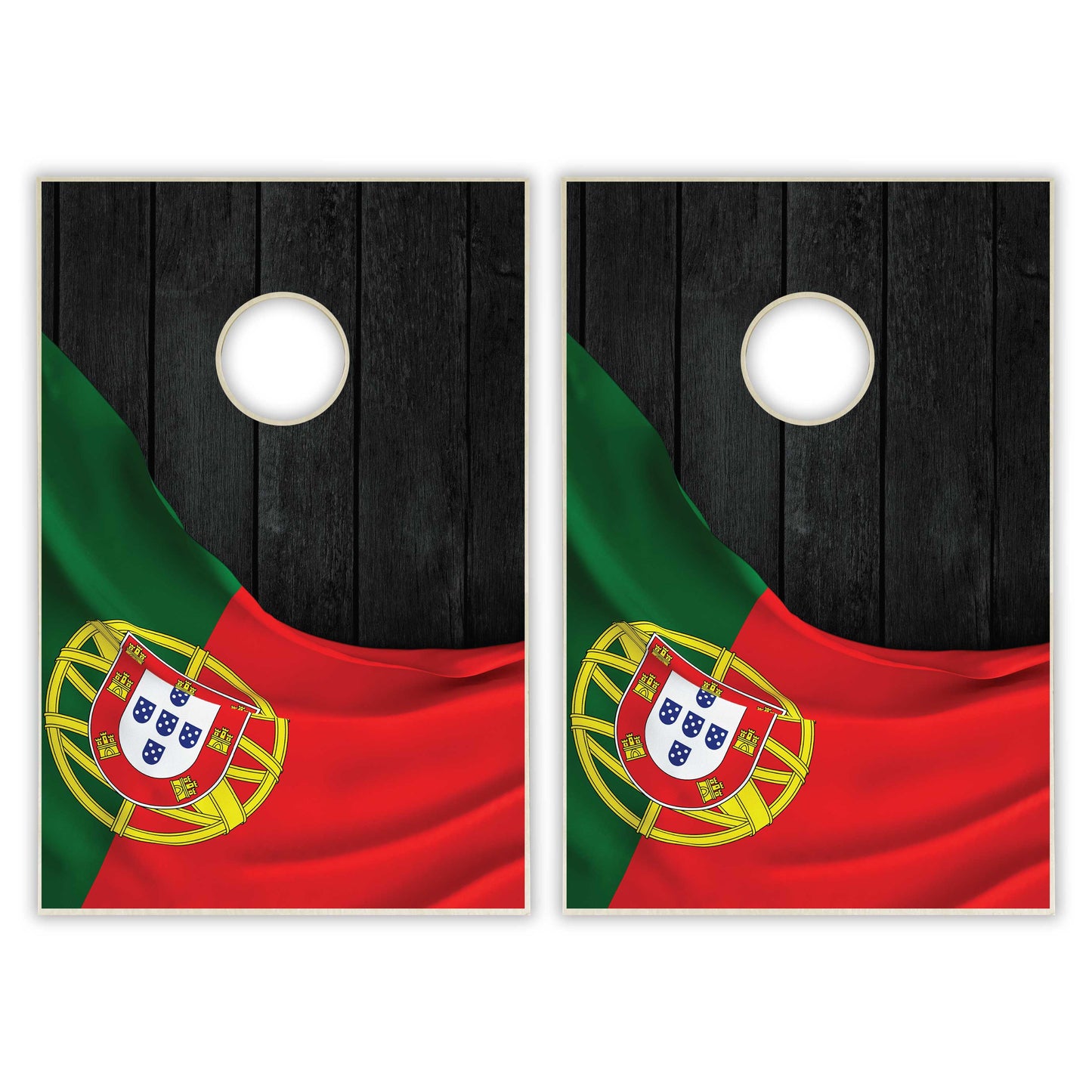 Portugal Flag Tailgate Cornhole Set - Black Wood