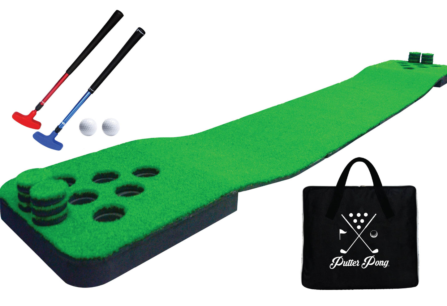 Putter Pong Putting Game with Putter and Golf Mat