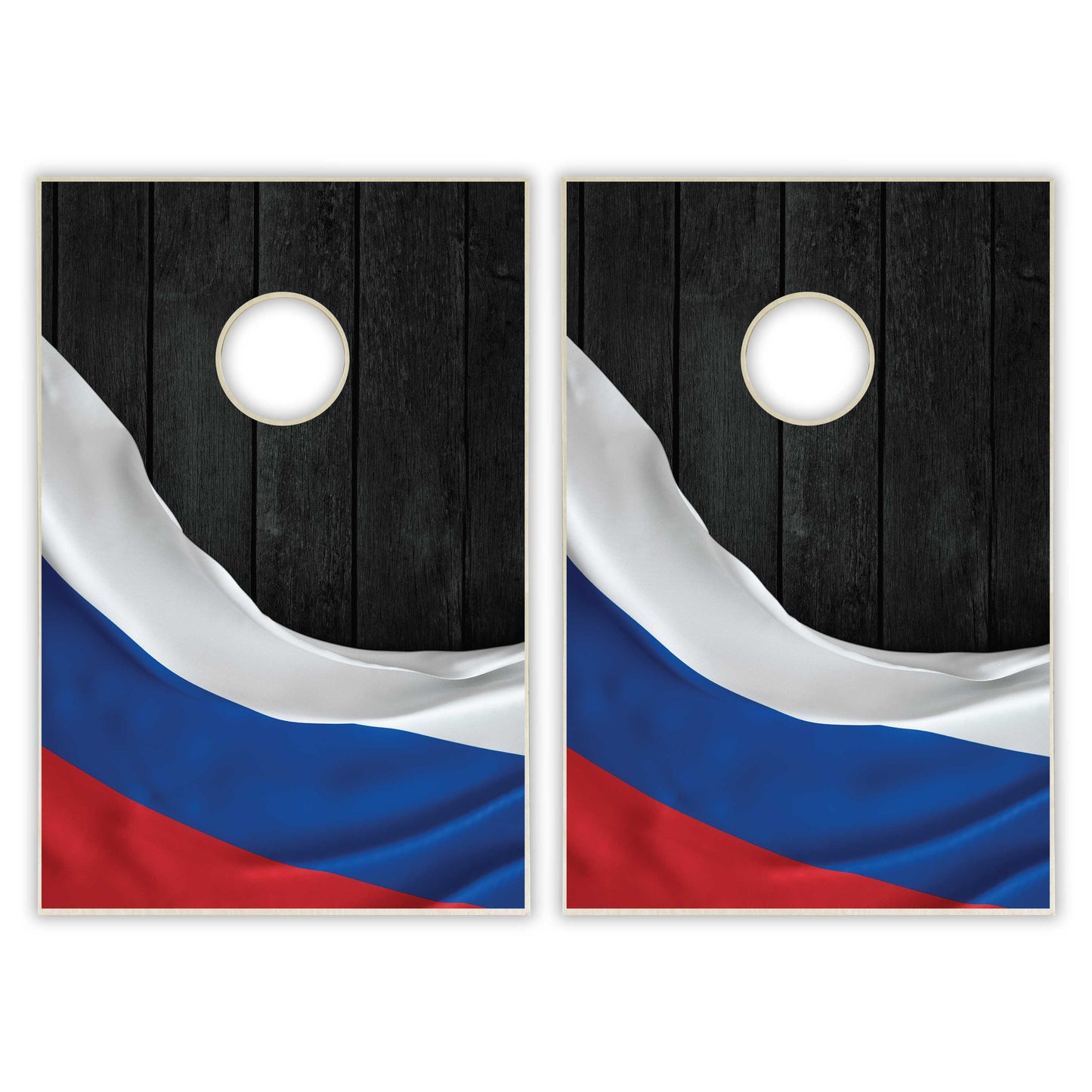 Russia Flag Tailgate Cornhole Set - Black Wood