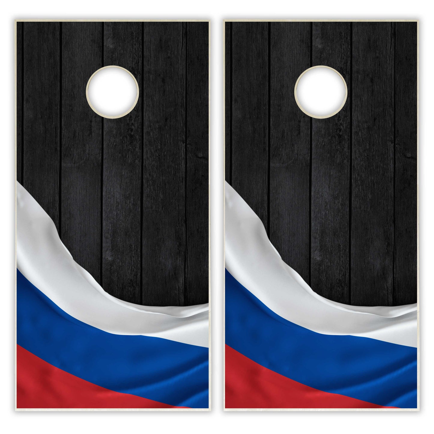 Russia Flag Cornhole Set - Black Wood
