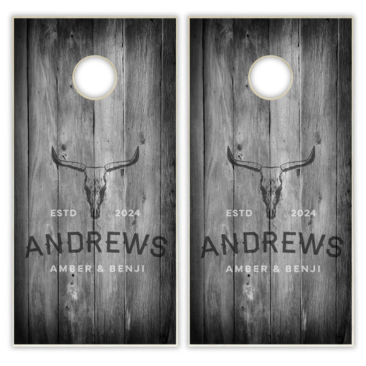 Customized Rustic Longhorn Distressed Wood Cornhole Boards