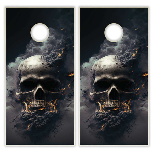 Skull with Smoke Cornhole Boards
