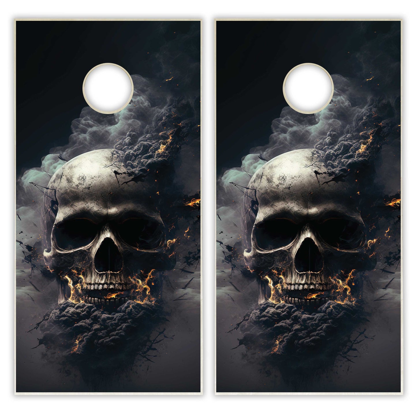 Skull with Smoke Cornhole Boards