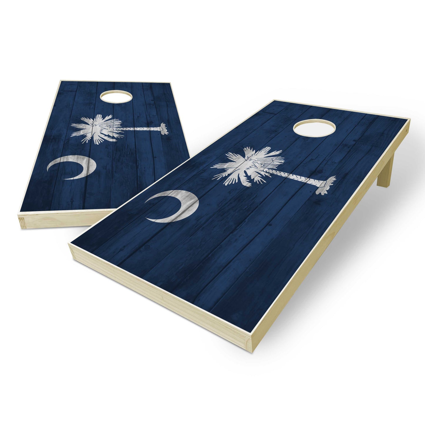 South Carolina State Flag Cornhole Set - Distressed Wood